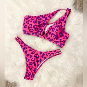 NWOT Pink & Purple Leopard Print Bikini